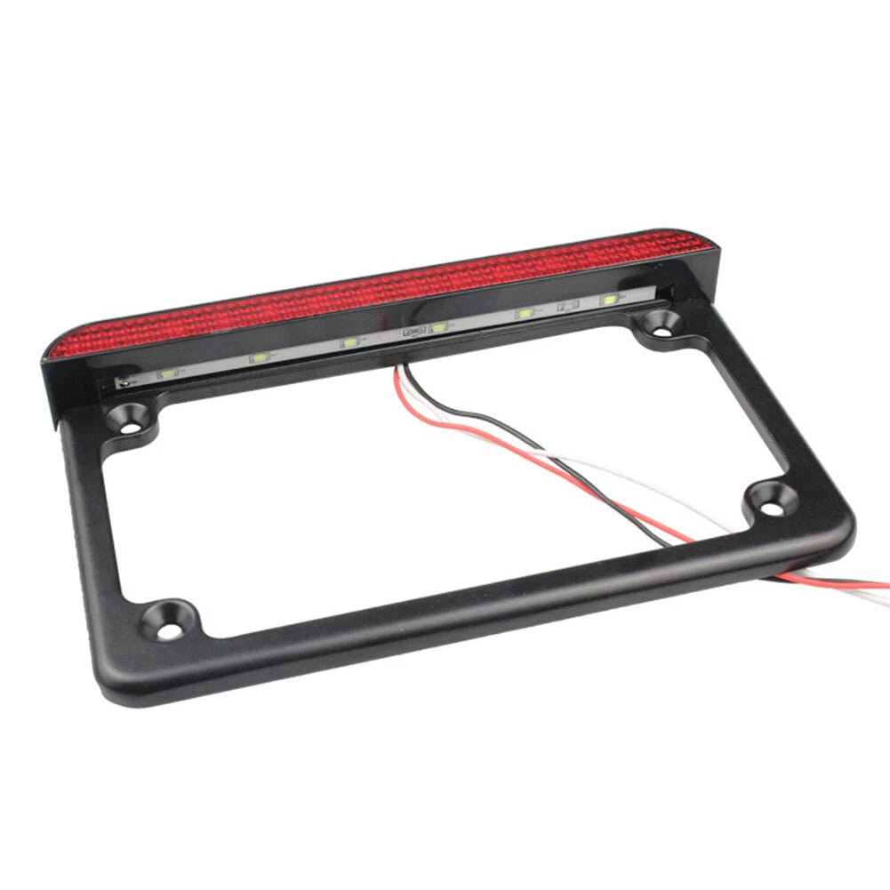Motorcycle License Plate Frame with LED Light for Universal Fit