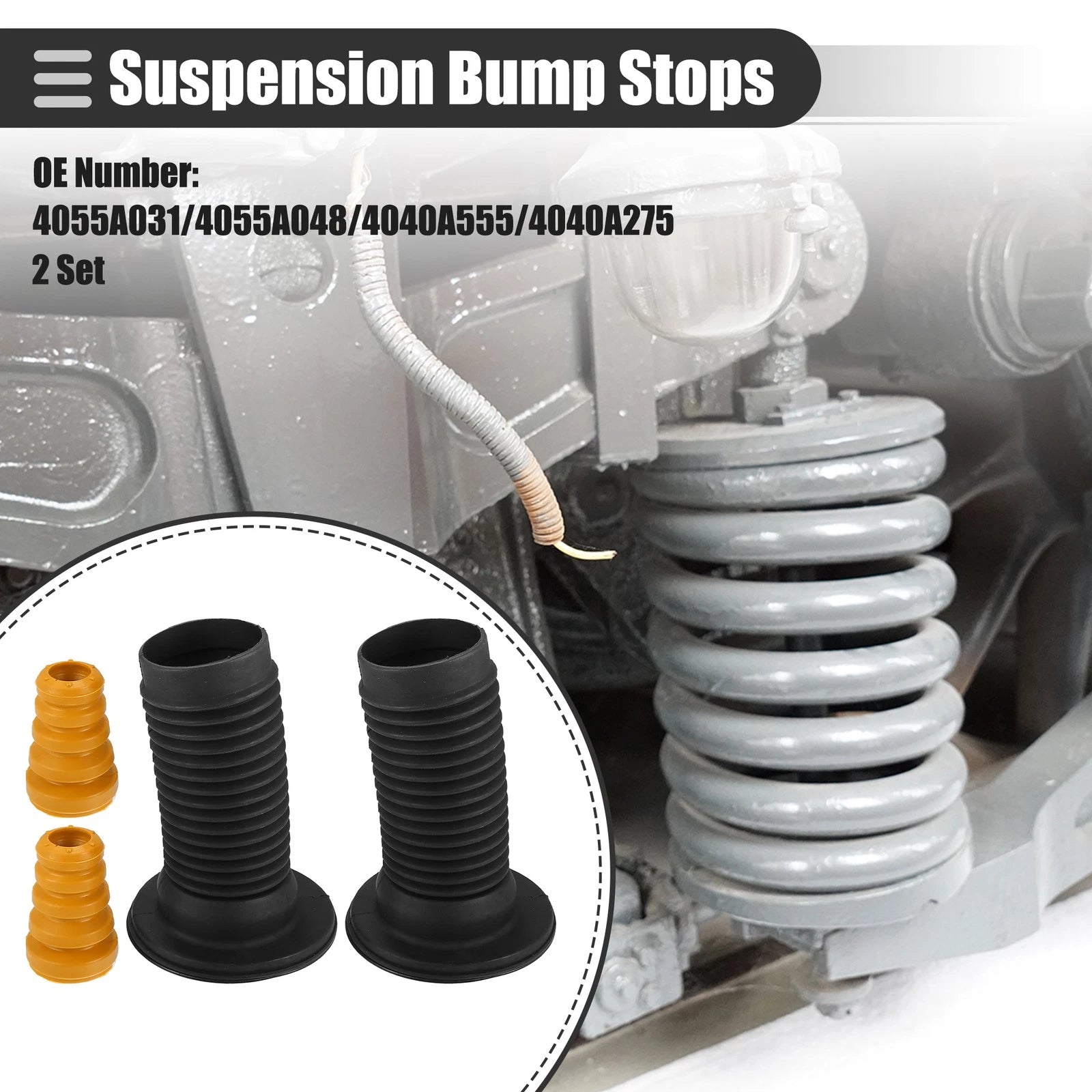 Set of 2 Front Suspension Bump Stop Shock Absorber Strut Boot Kit for Mitsubishi