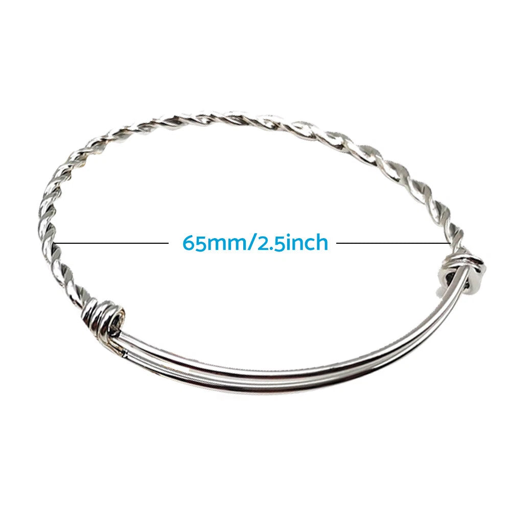 10PCS Stainless Steel Adjustable Bangle Bracelet 2.5" Expandable