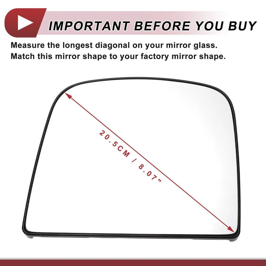 Driver Side Upper Mirror Glass Replacement for Chevrolet Express (2003–2023)