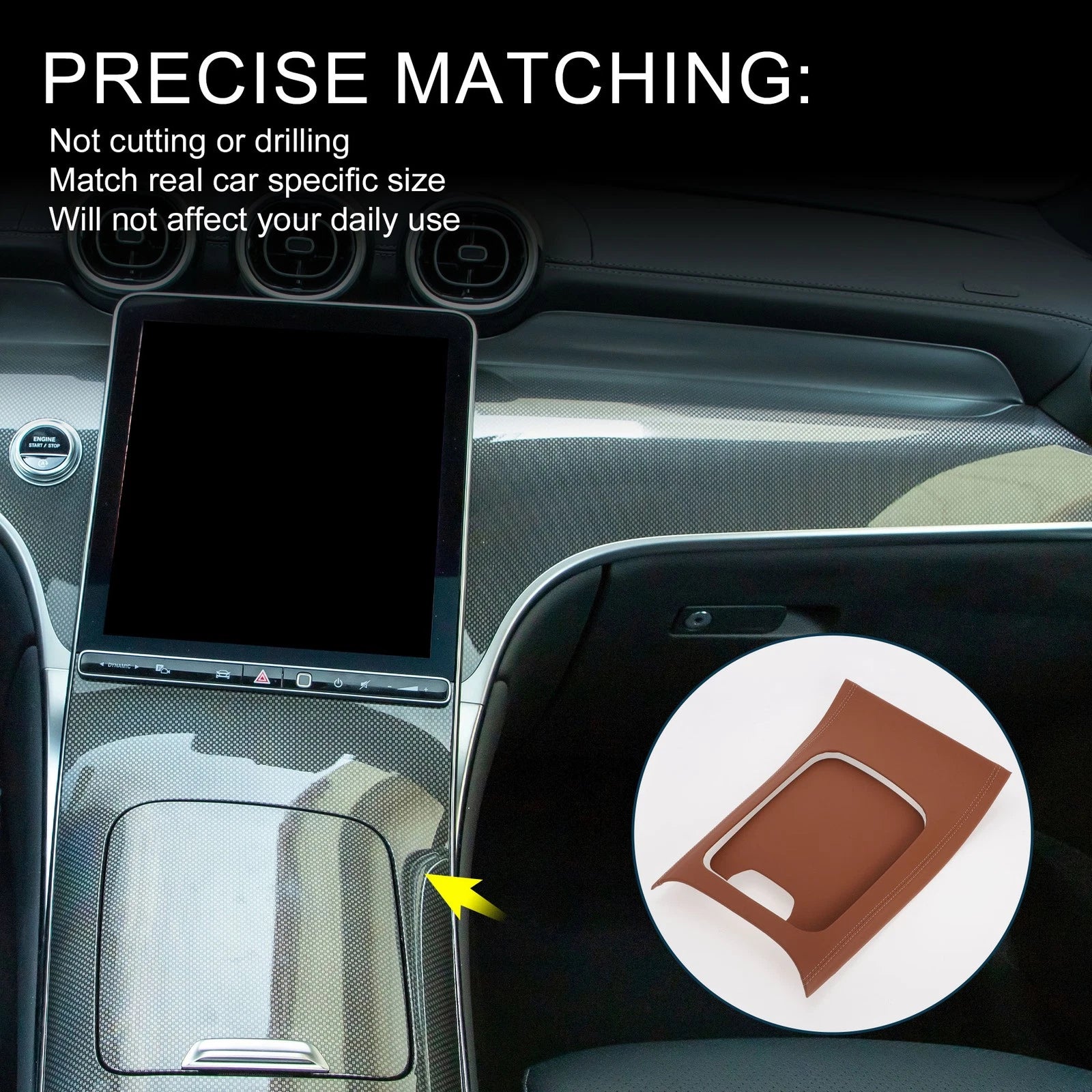Set of 1 Center Console Panel Sticker for Mercedes-Benz GLC Class X254 (2023–2024) Brown