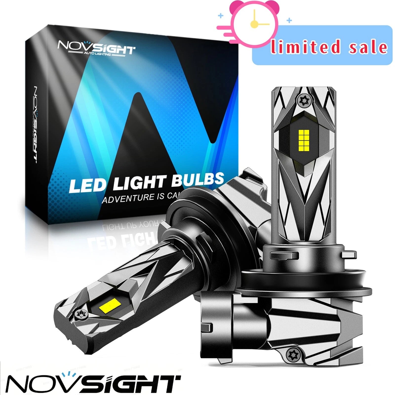 2X H11 LED Headlight Bulbs for NOVSIGHT (6500K, 16000LM)