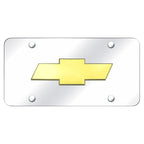 Gold New Logo on Chrome License Plate - Officially Licensed for Chevrolet