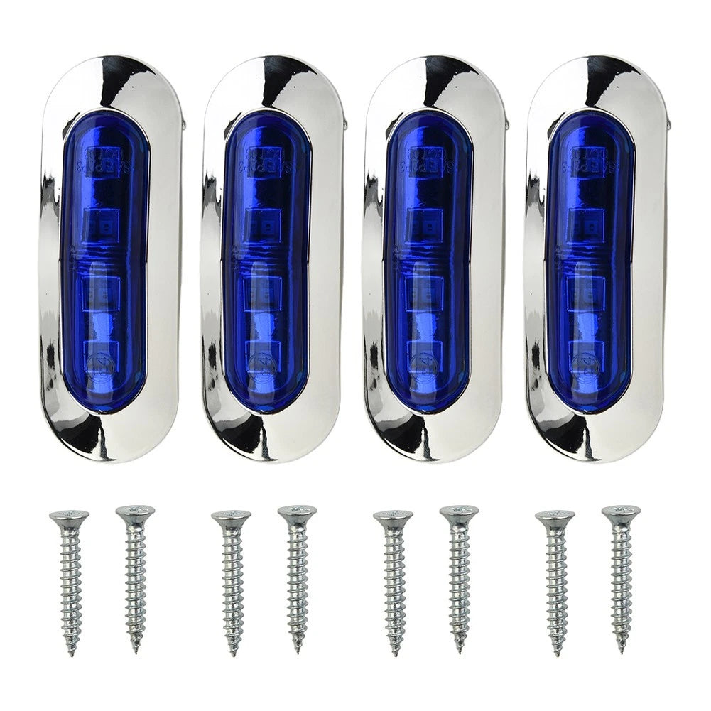 Set of 4 Blue Courtesy Lights for Marine Boat (12V–24V)