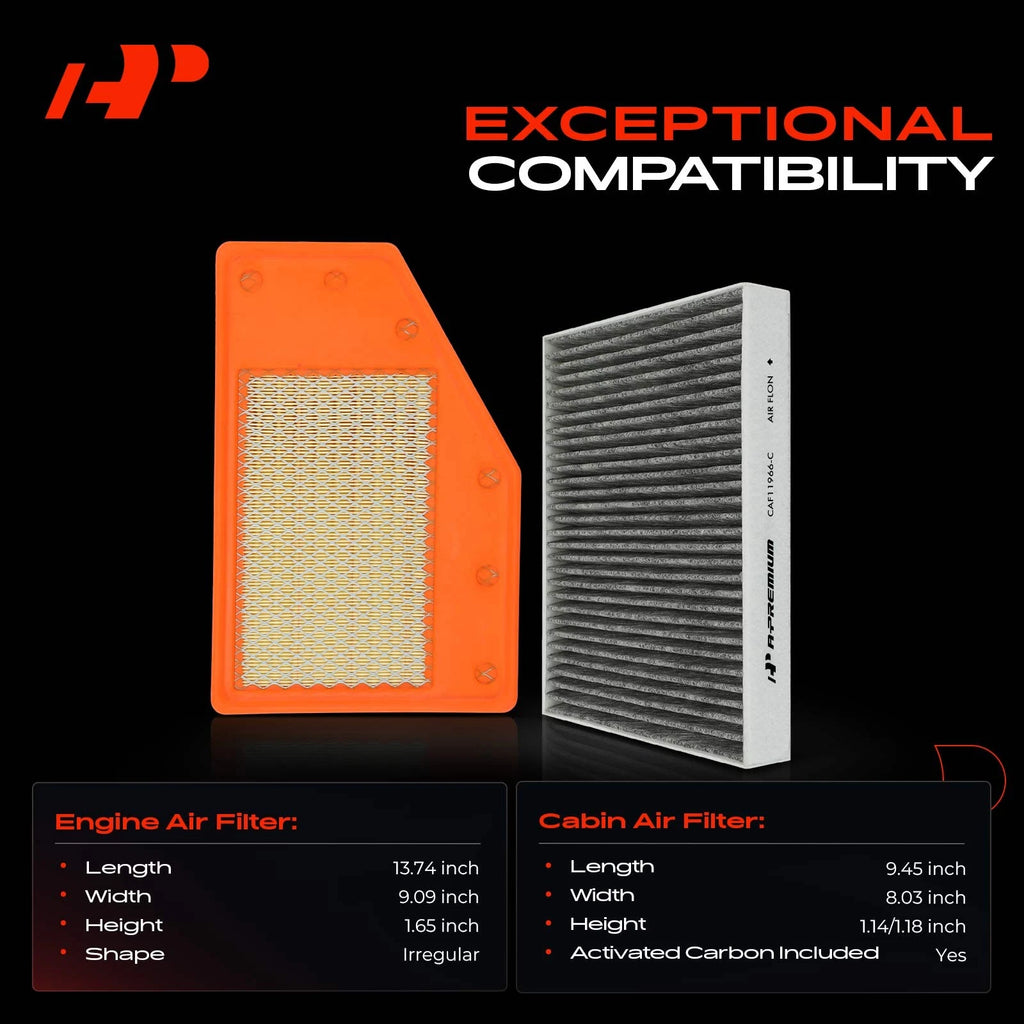 Engine & Active Carbon Cabin Air Filter for Chevy Malibu (2016-2025)