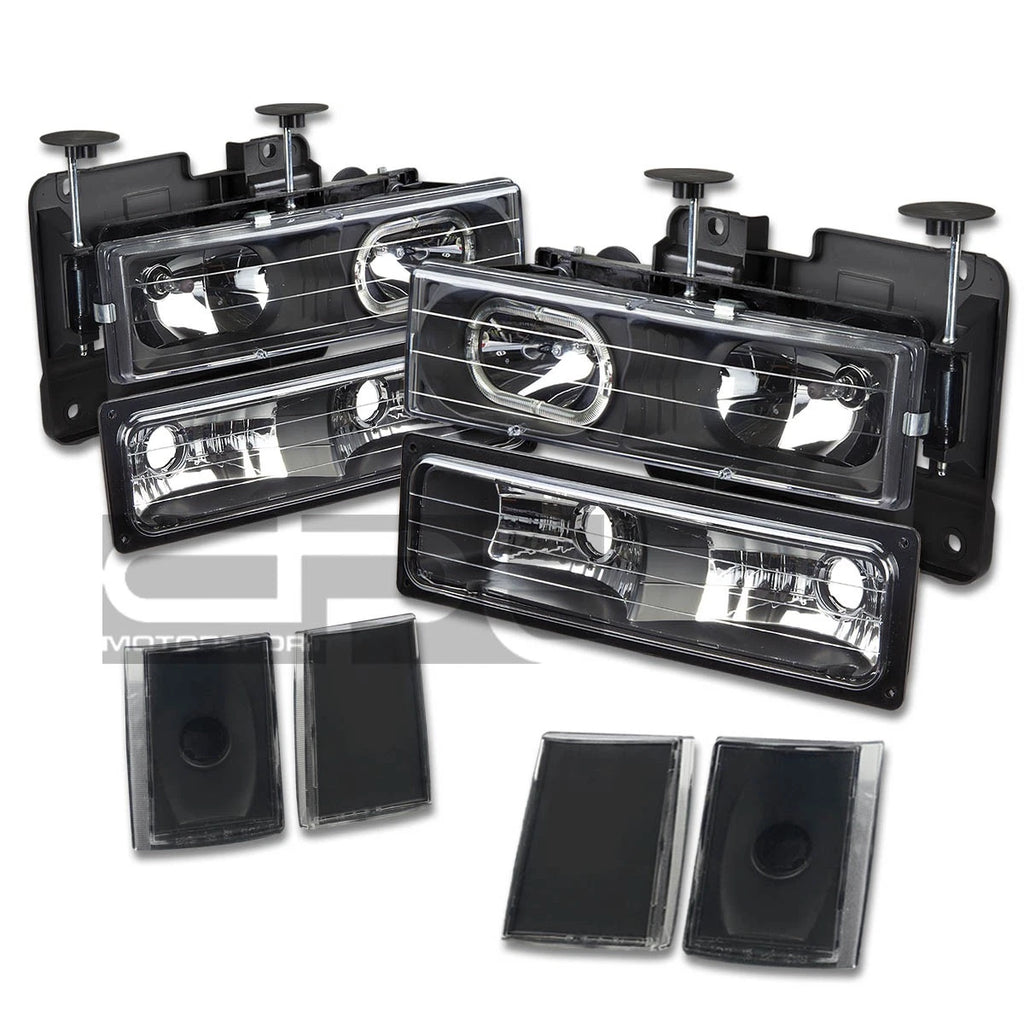 8PC Headlight, Bumper, Side Corner, Smoked 3D LED Tail Light for GMT400 C10