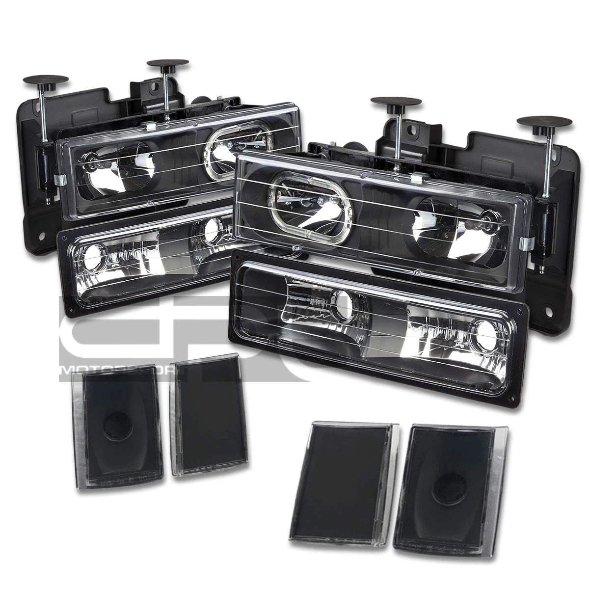 8PC Headlight, Bumper, Side Corner, Smoked 3D LED Tail Light for GMT400 C10