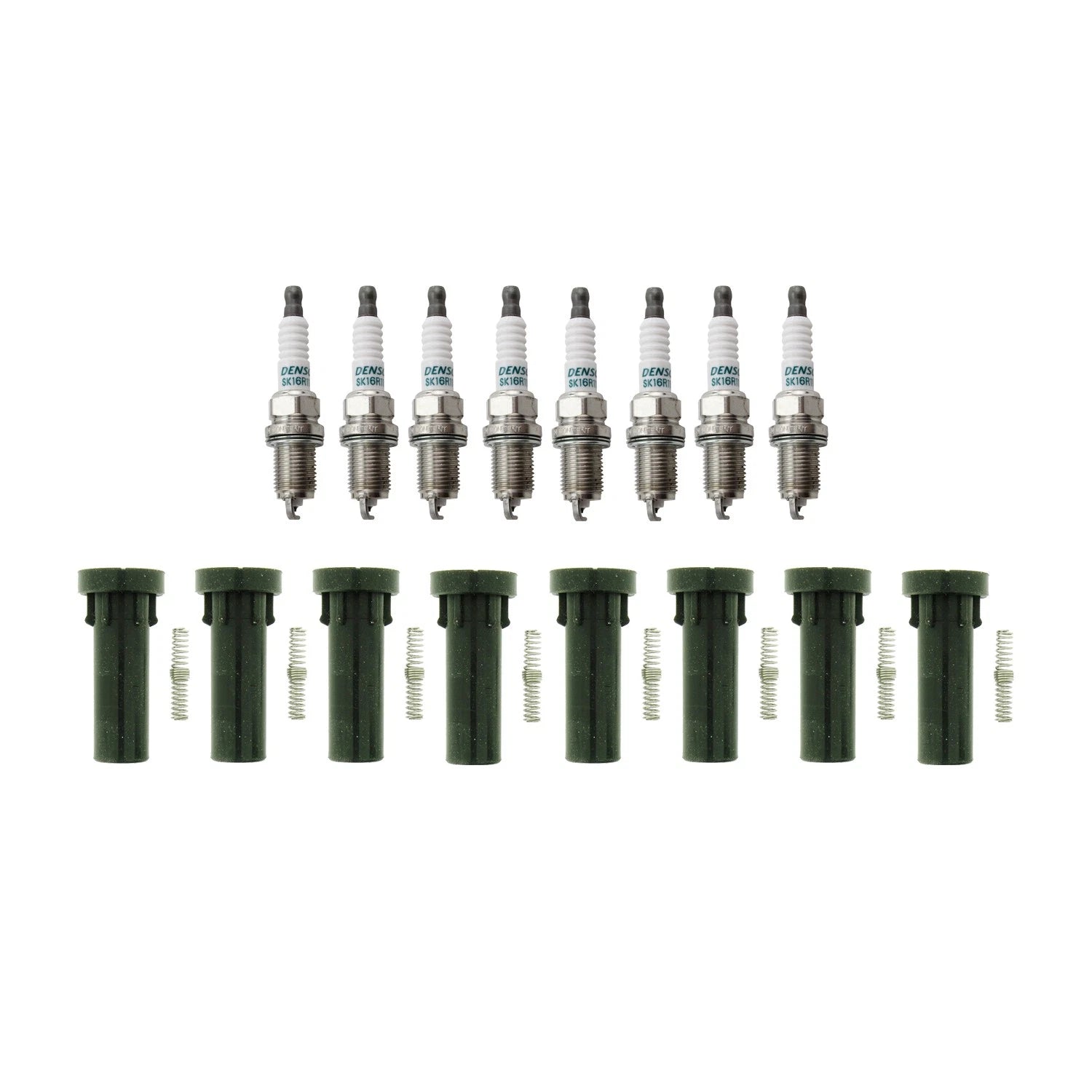 Set of 8 Denso Iridium Spark Plugs & NGK Coil Boot Kit for Dodge Dakota (2005–2007)