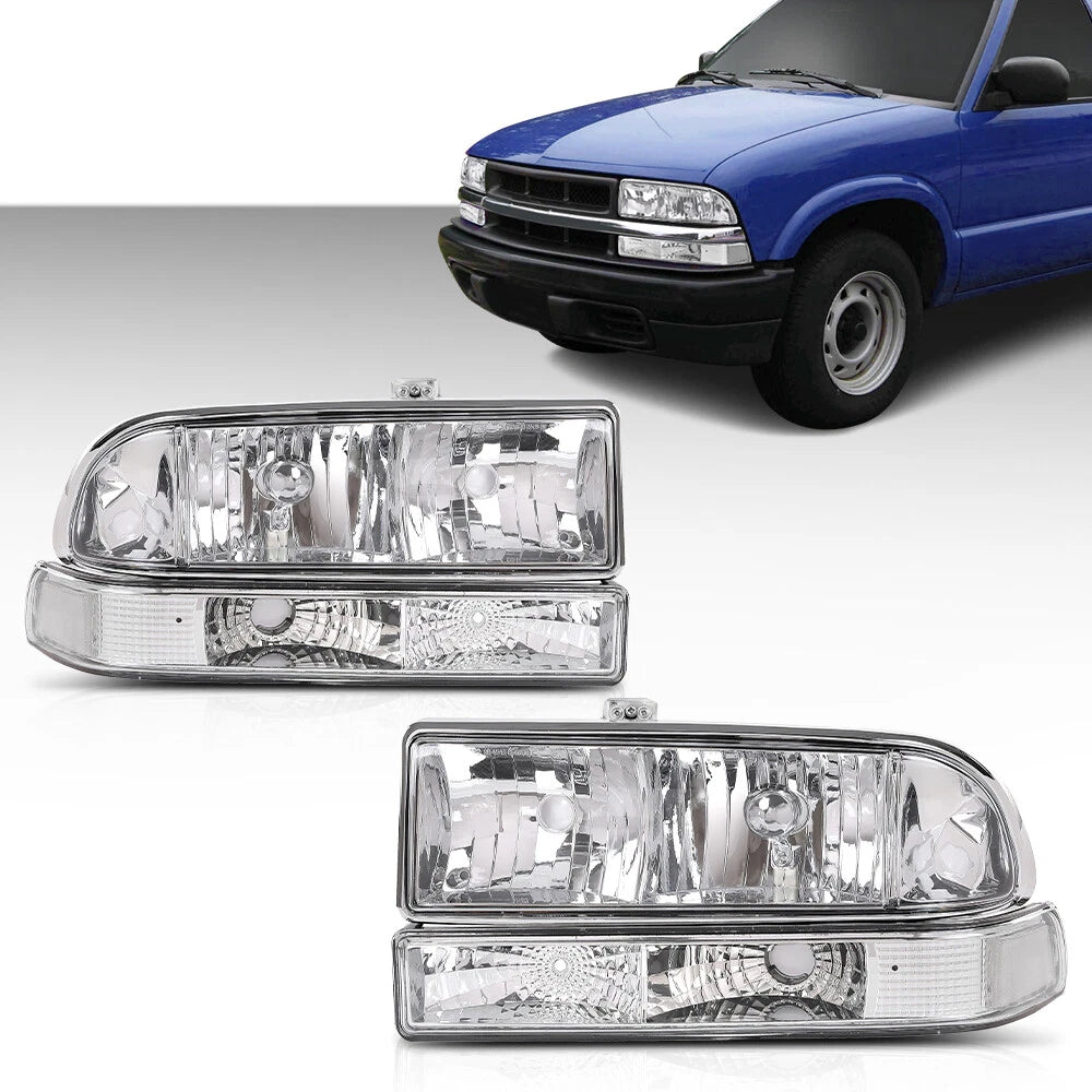 Chrome Clear Corner Headlights for Chevy S10 Blazer (1998–2004)