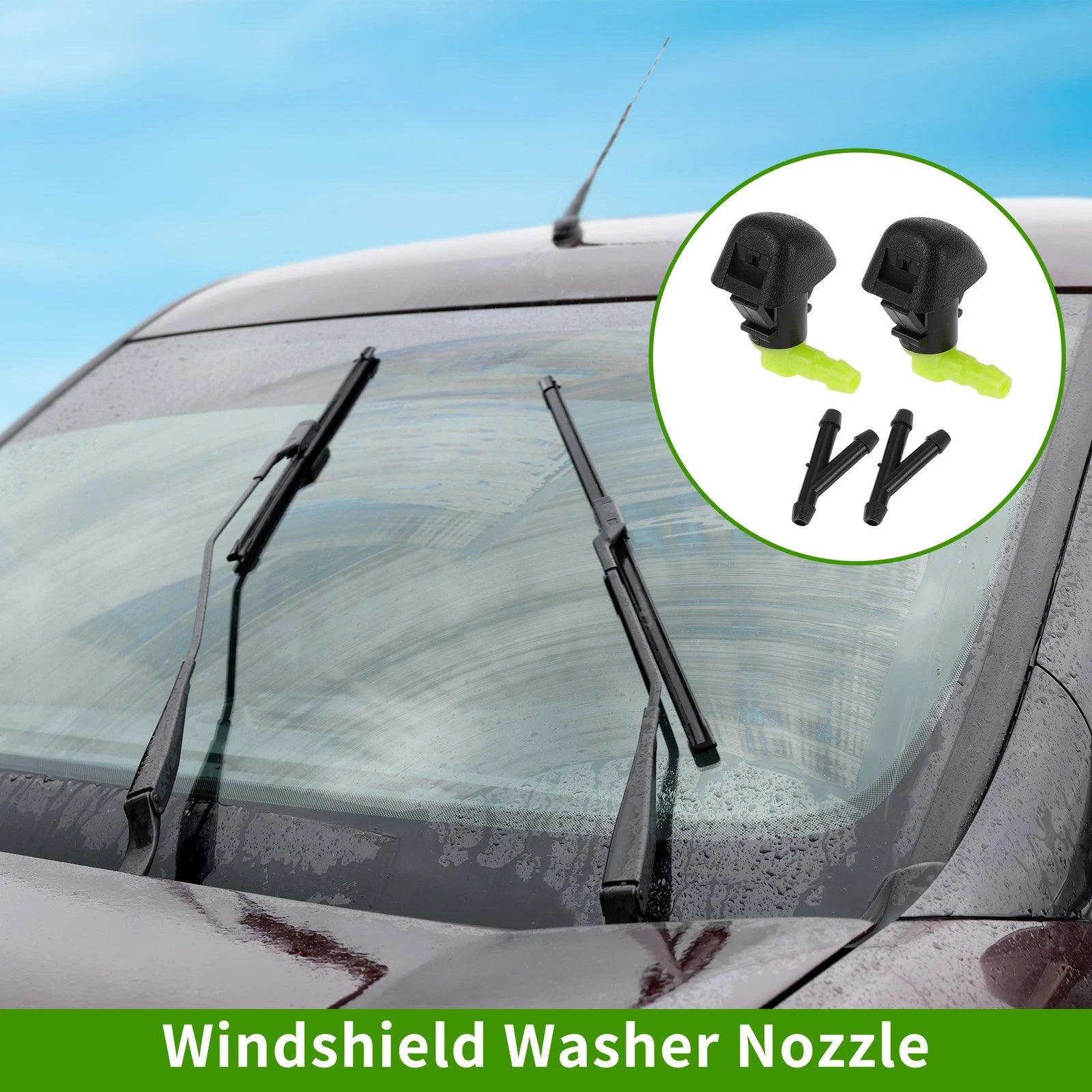 Windshield Washer Nozzle Set of 2 with Y Hose Connector for Honda (2011–2017)