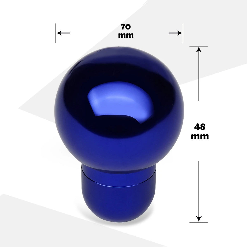 Aluminum Round Ball Style Shift Knob for MT Manual Transmission (70mm, Blue)