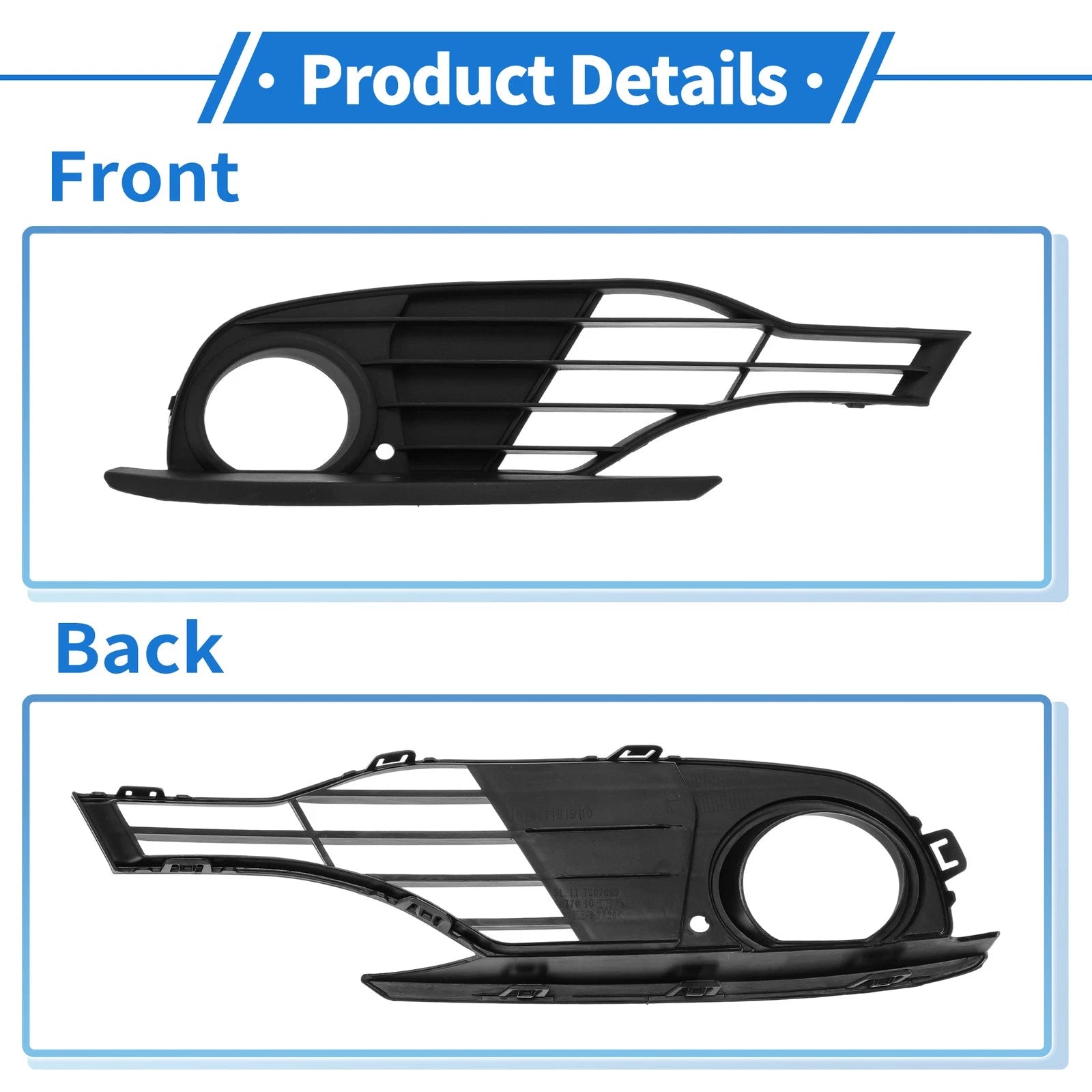 Fog Light Grill No. 51117255369/BM1038129 for BMW 328i (2012–2015) Black ABS
