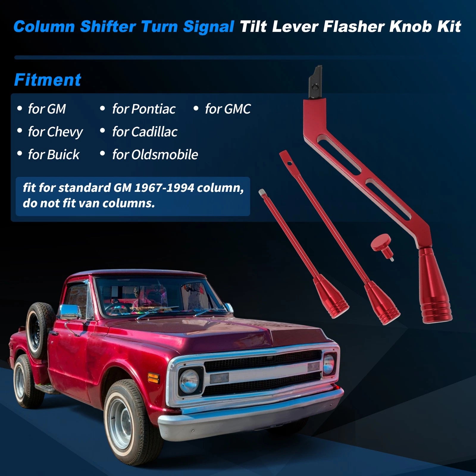 Turn Signal Tilt Lever Flasher Knob for Chevy GMC (1967–1994) Red