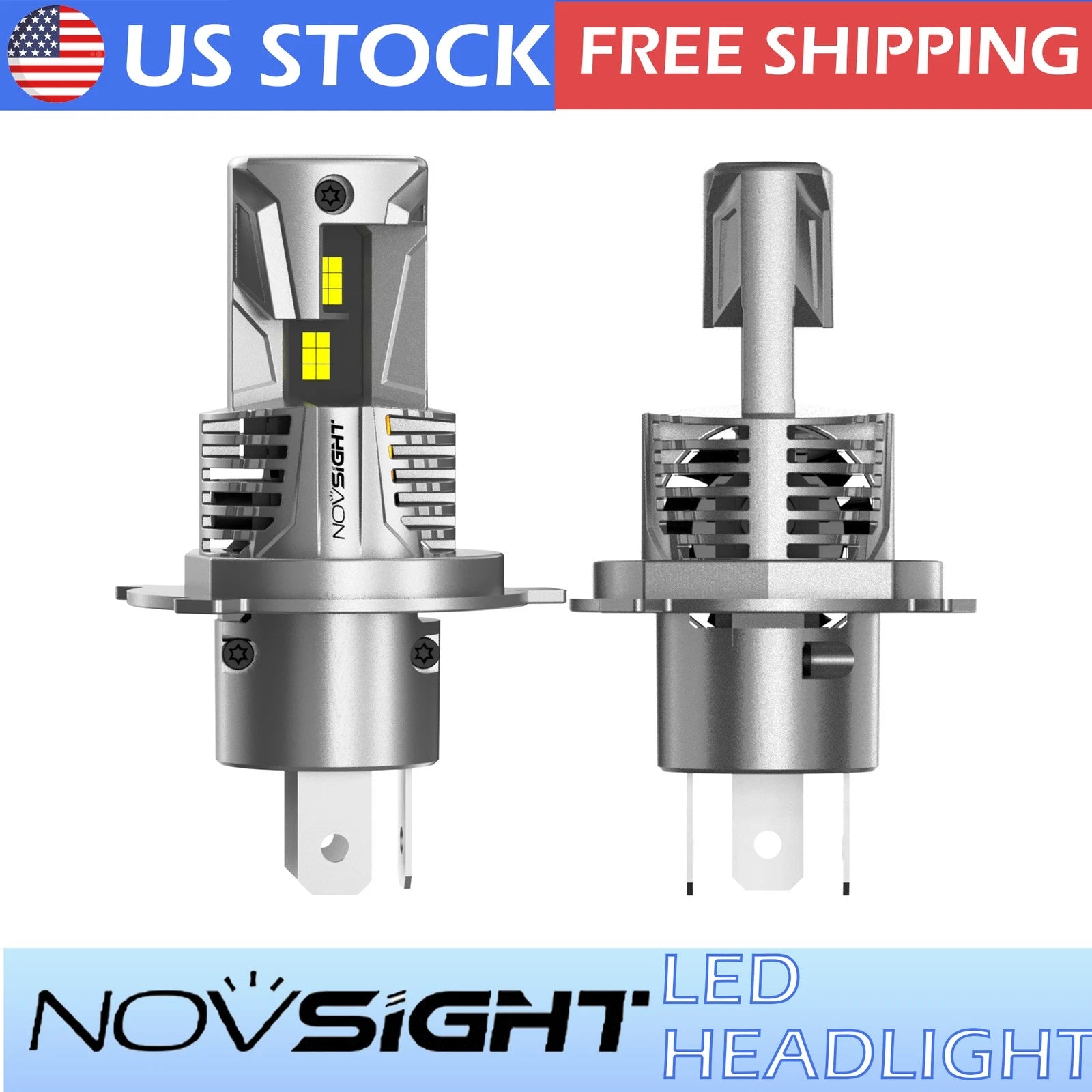 2X H4 LED Headlight Bulbs for 6500K White
