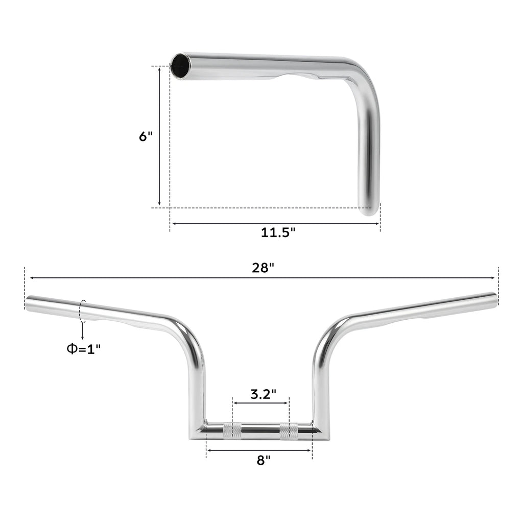6" Rise Handlebar for Harley Sportster XL883 XL1200 (2007–2014) Chrome
