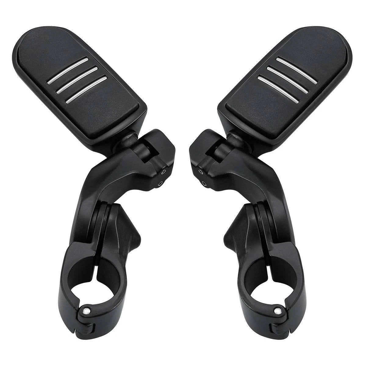 1-1/4" Matte Black Short Angled Highway Bar Footpeg Pedal Clamps for Harley Davidson