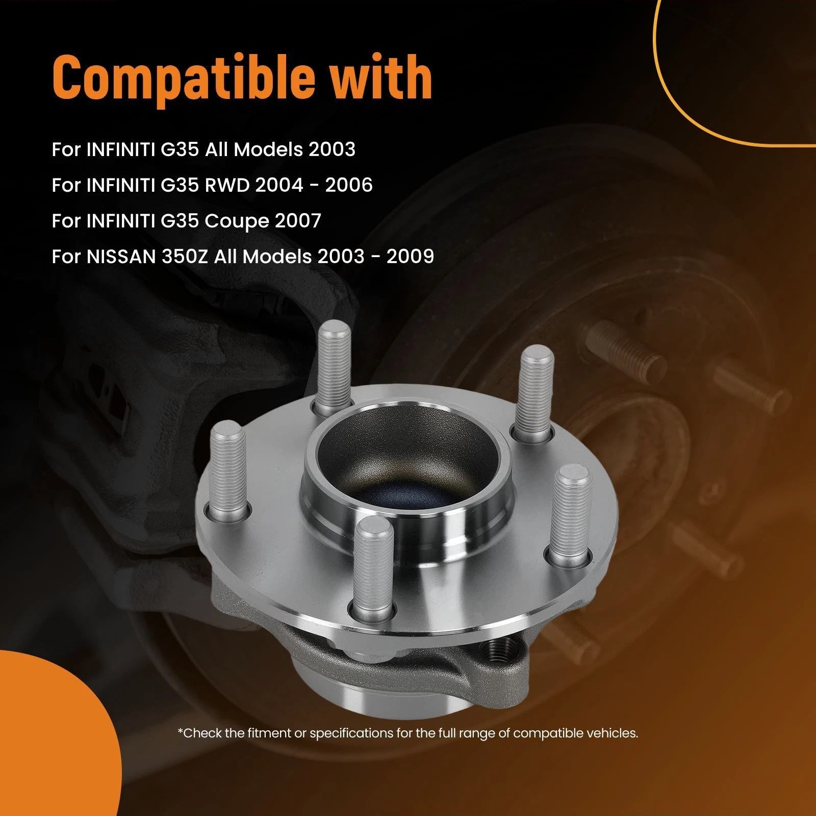 5 Bolt Front Wheel Hub and Bearing Set for Infiniti G35/350Z (2003–2009) 40202AL510