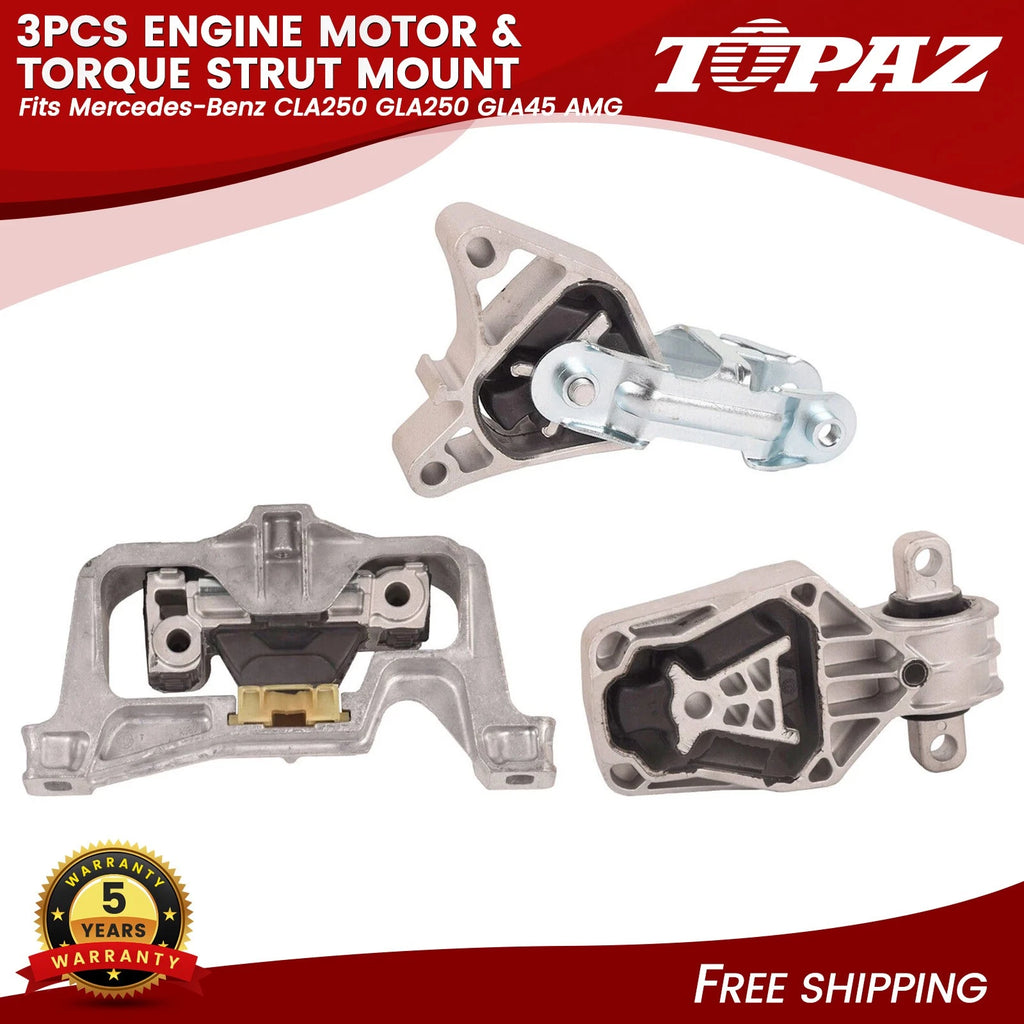 3Pcs Engine Motor & Torque Strut Mount for Mercedes-Benz CLA250 (2014–2019)