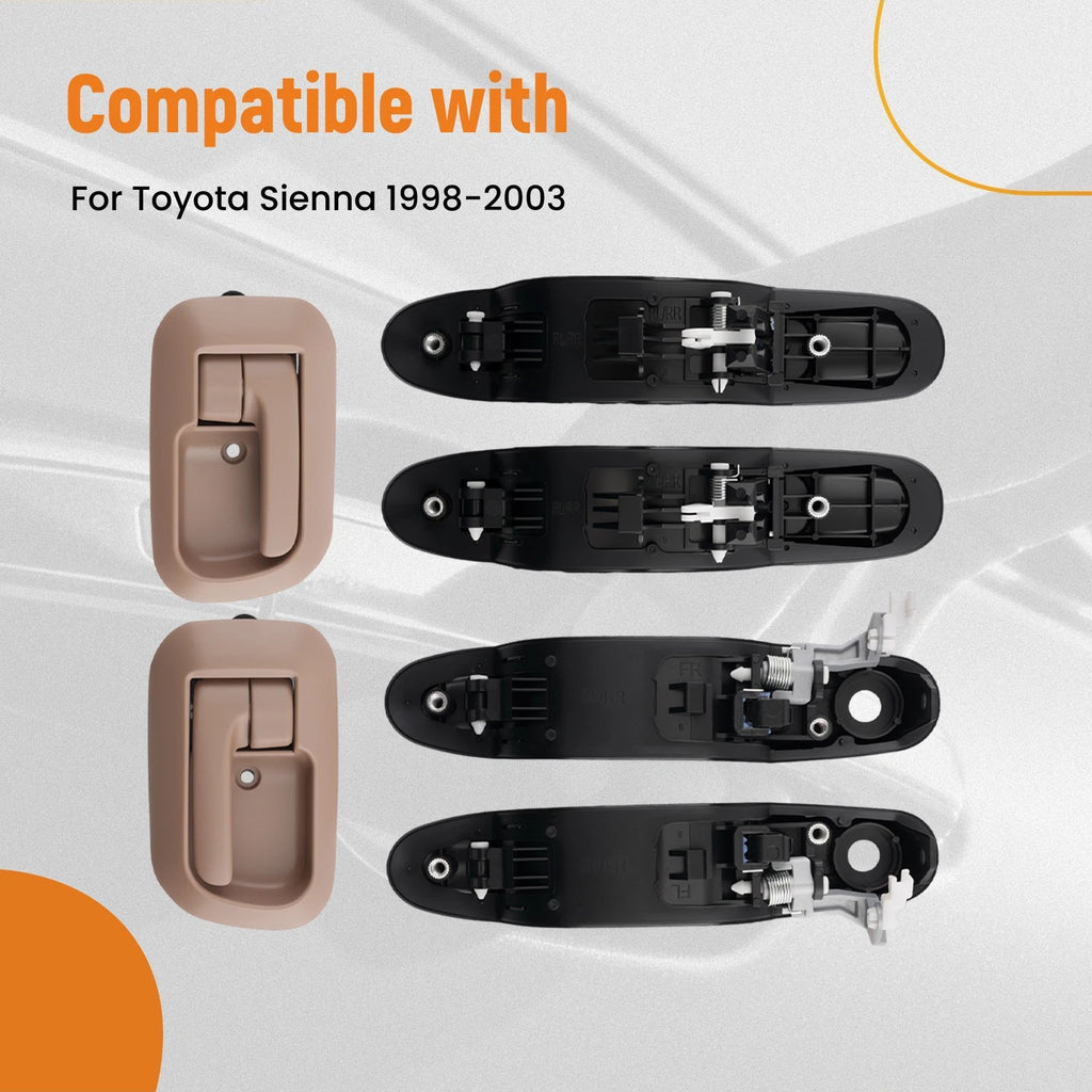 Door Handle Set for Toyota Sienna (1998–2003) 69210-08010-C0 80850 Black Brown