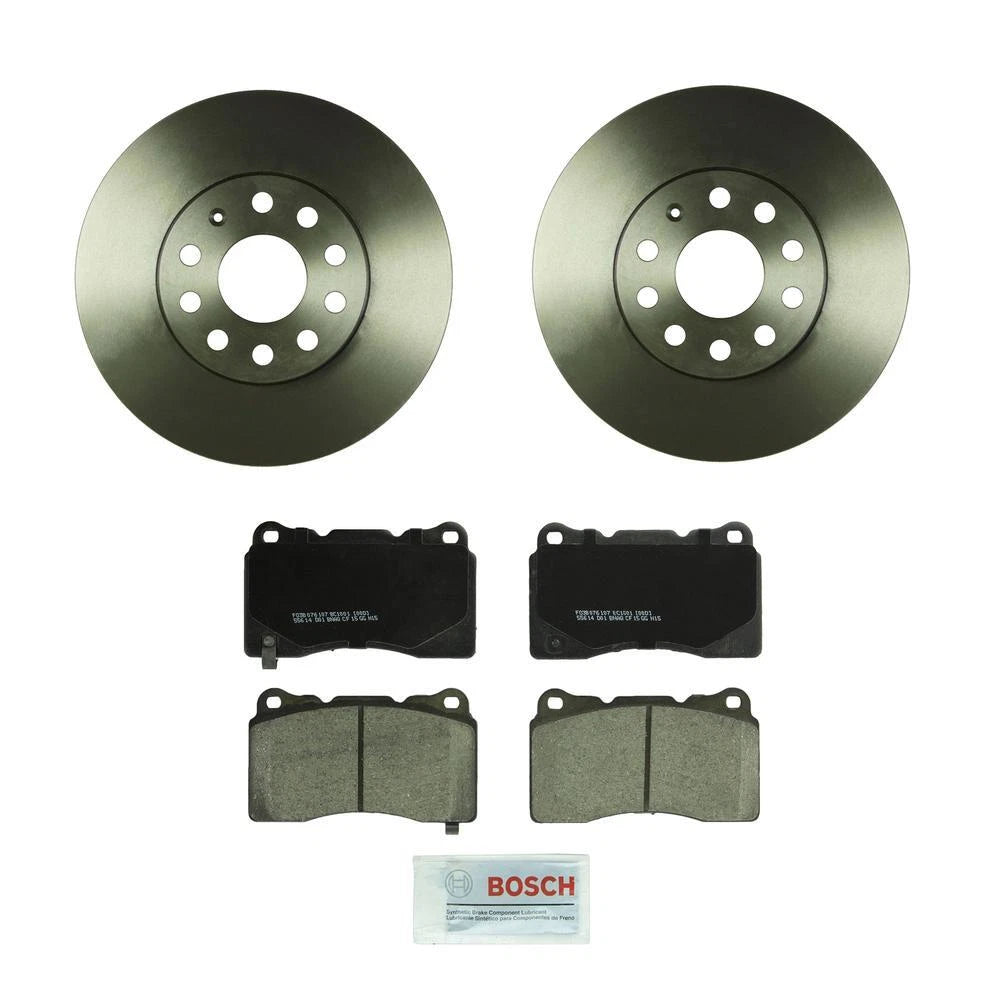 Set of 2 Bosch Front Vented Rotors & Ceramic Brake Pads for VW Audi