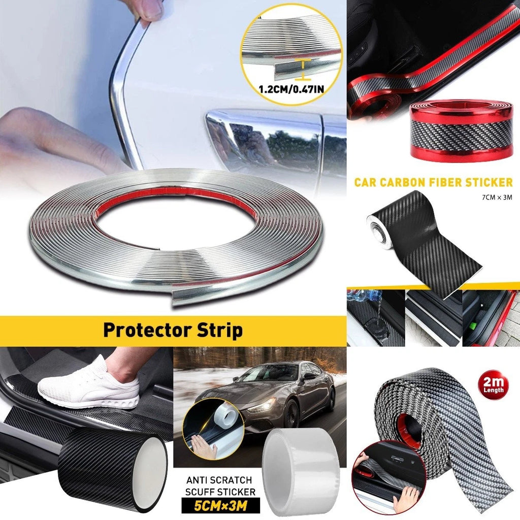 Carbon Fiber Door Sill Protector Tape for Universal Vehicles (10cm x 3M)