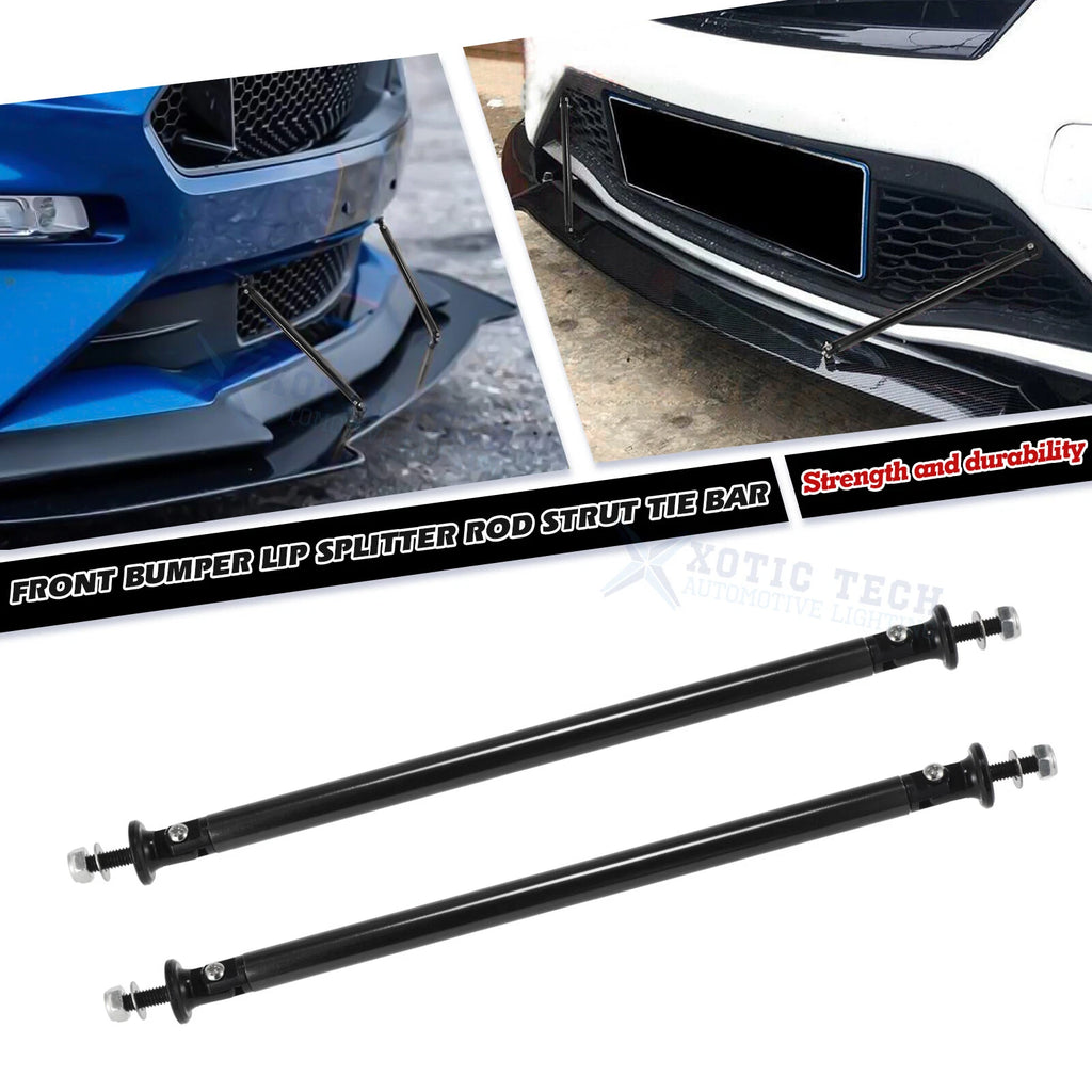 Black Aluminum Bumper Lip Splitter Diffuser Strut Rod Tie Bars for 7.87 inch (YYYY–YYYY)