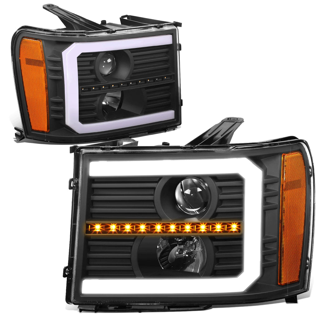 LED DRL Sequential Signal Projector Headlight Lamps for GMC Sierra (2007–2014)