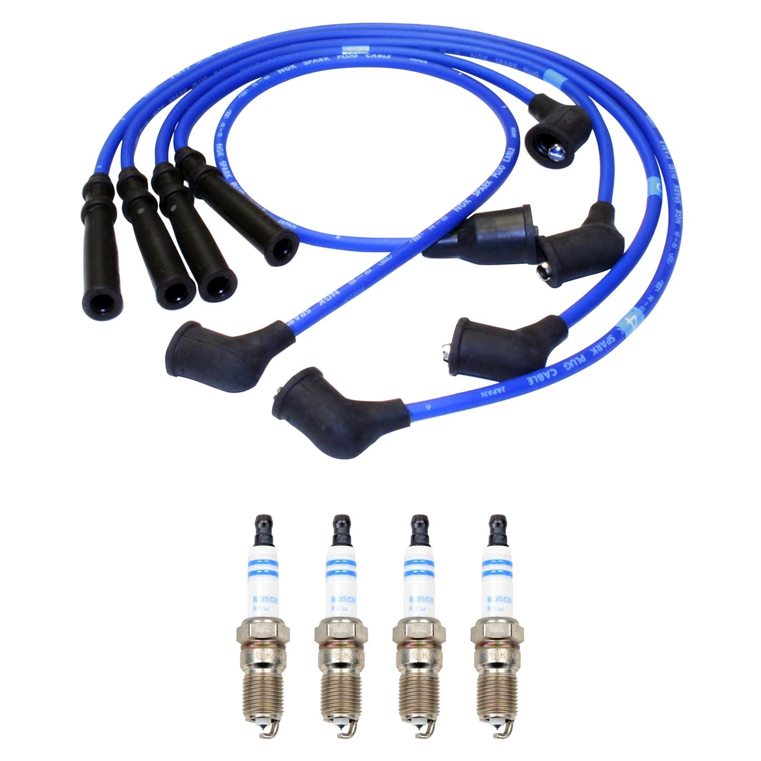 NGK 7mm Wire Set & Bosch Platinum Spark Plug Kit for Mazda B2600 MPV (1986–1993)