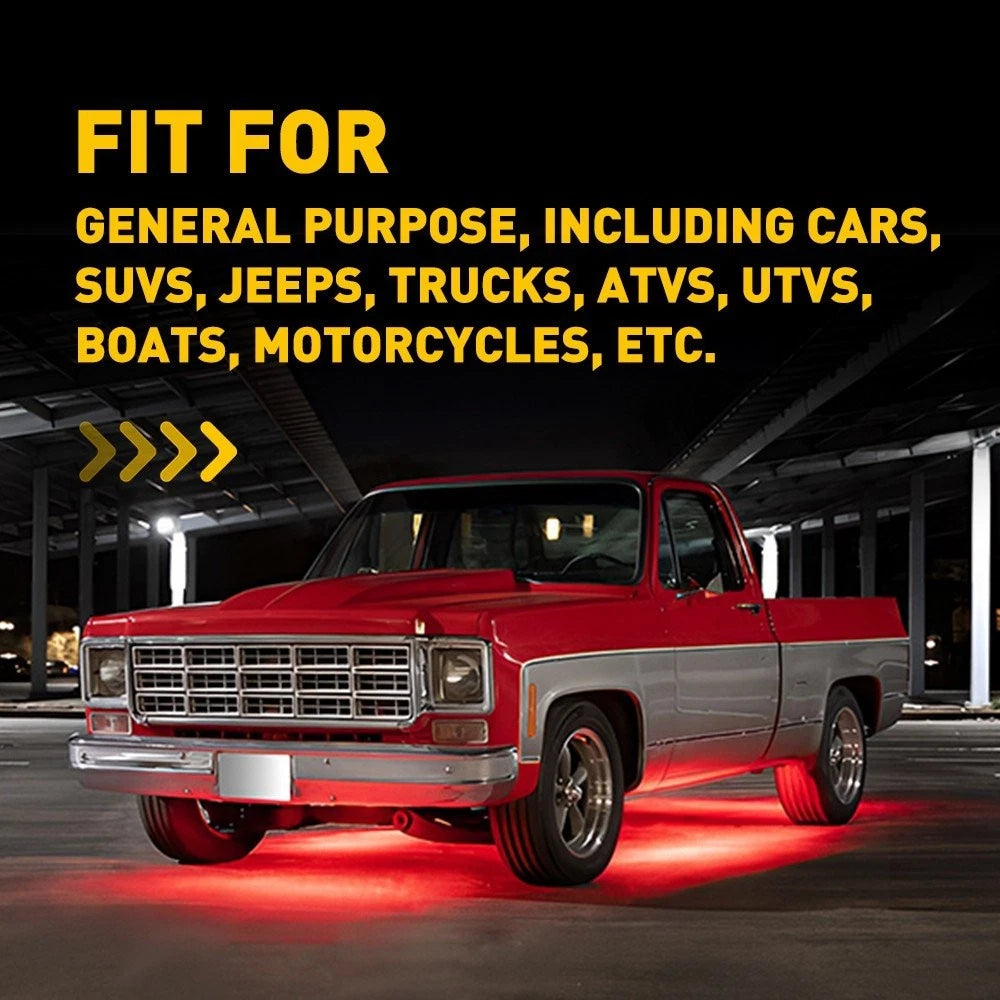 24-LED Red Underglow Rock Lights Strip for Universal SUV Jeep ATV UTV