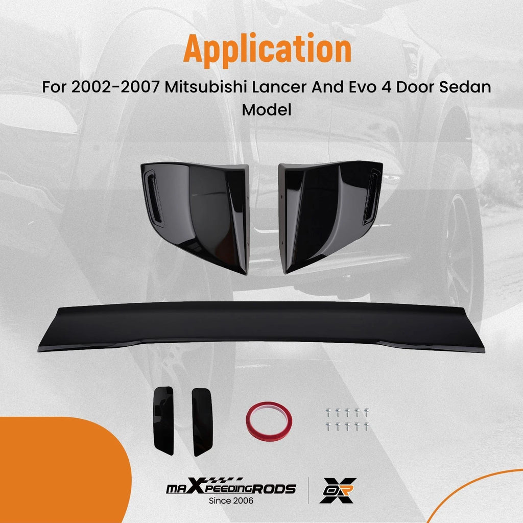 Rear Trunk Spoiler Wing for Mitsubishi Lancer EVO (2002-2007) Black