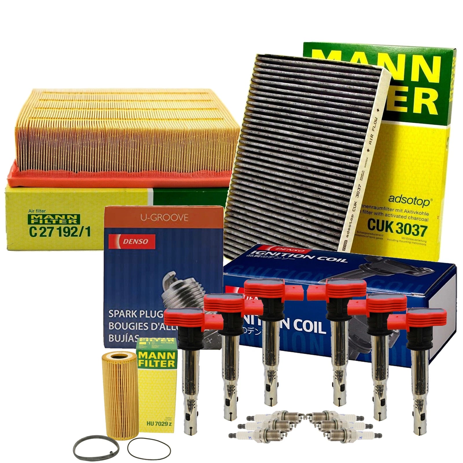 Set of 6 Coils & 6 U-Groove Spark Plugs for Audi V6 BKH AWD
