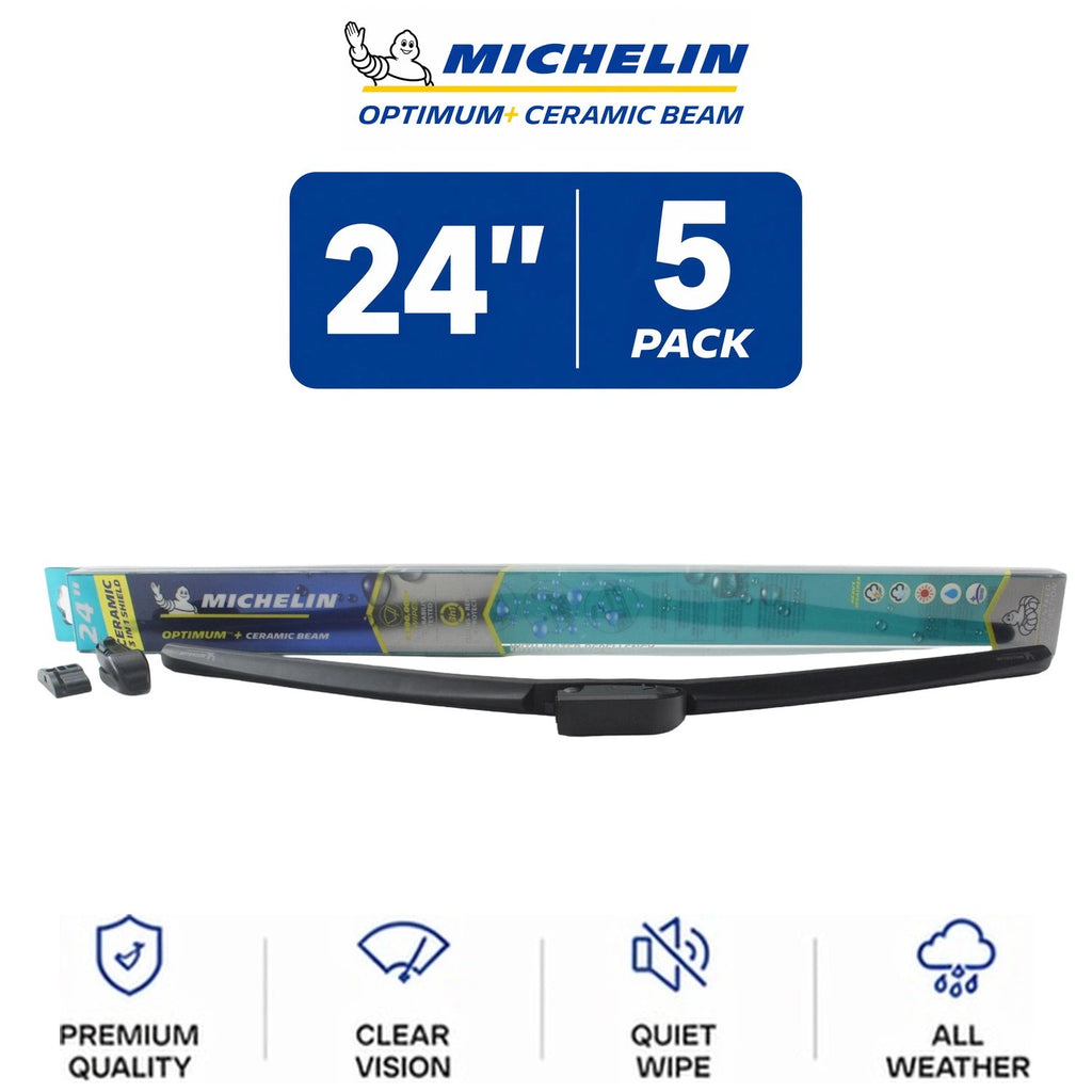 Set of 5 Michelin Optimum+ Ceramic Beam Wiper Blades 24" for All Vehicles