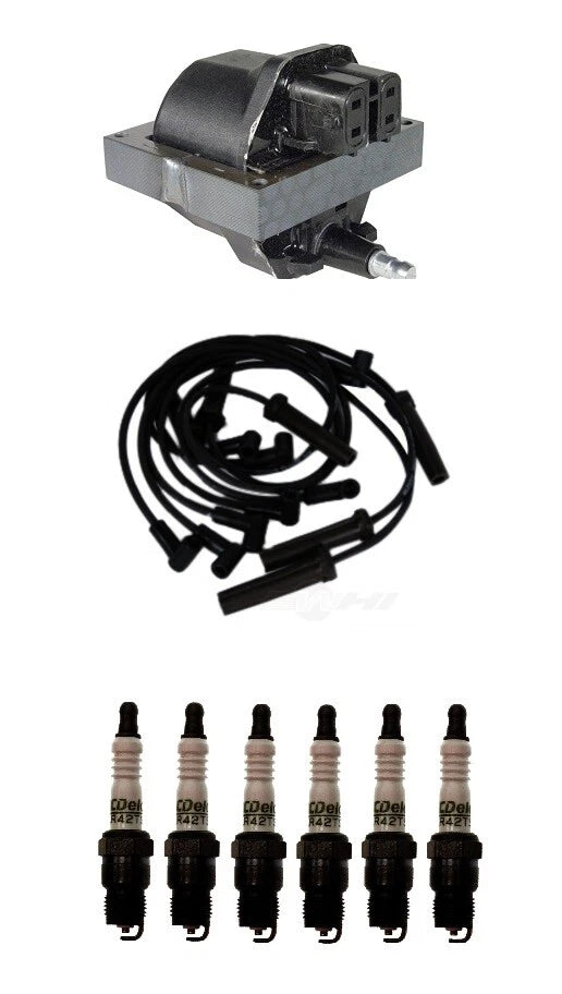 Ignition Wires & 1 Coil 6 Spark Plugs Kit for Chevrolet S10 S15 Jimmy Firebird