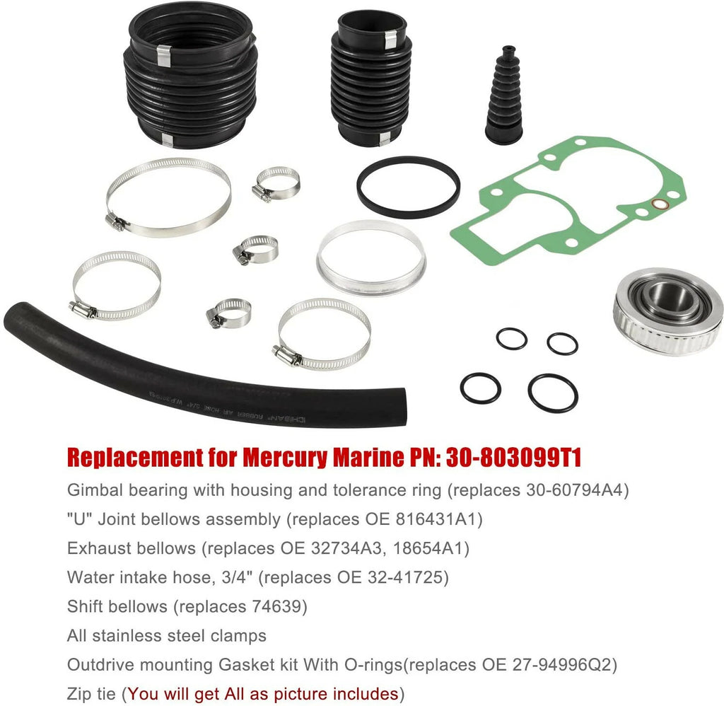 Transom Repair Kit for Mercruiser Alpha One Gen 2 (w/ Gimbal Bearing, Shift Bellow)