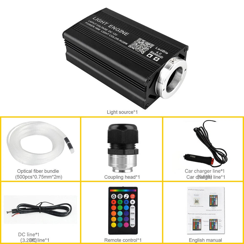 500pc Fiber Optic LED Star Light Kit for Car/Home Ceiling