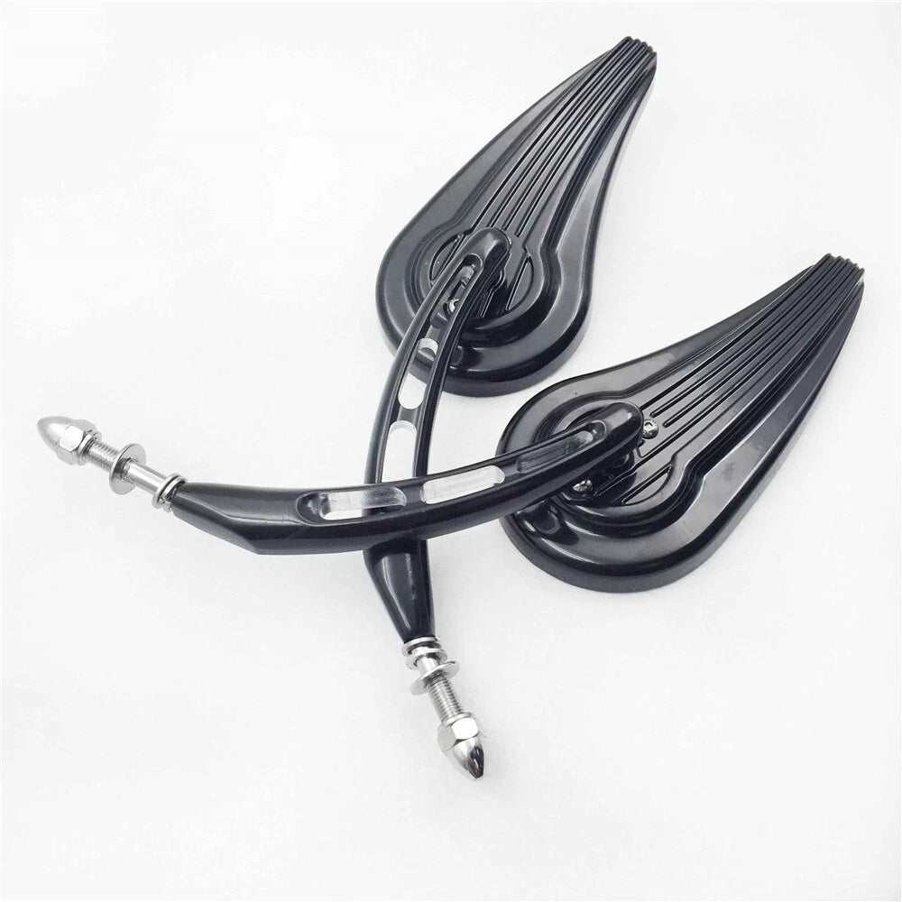 Black Raindrop Side Racing Mirrors for Harley Iron 883 1200 Custom Roadster (2009–2023)