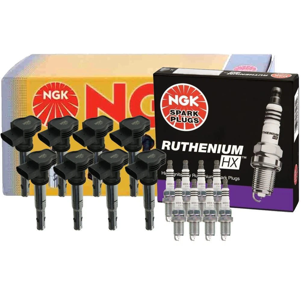 Set of 8 NGK COP Ignition Coils & Ruthenium HX Spark Plugs for Audi RS4 (2006–2012)