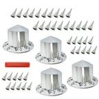 Set of 4 Chrome Spiked Axle Covers for Semi Truck