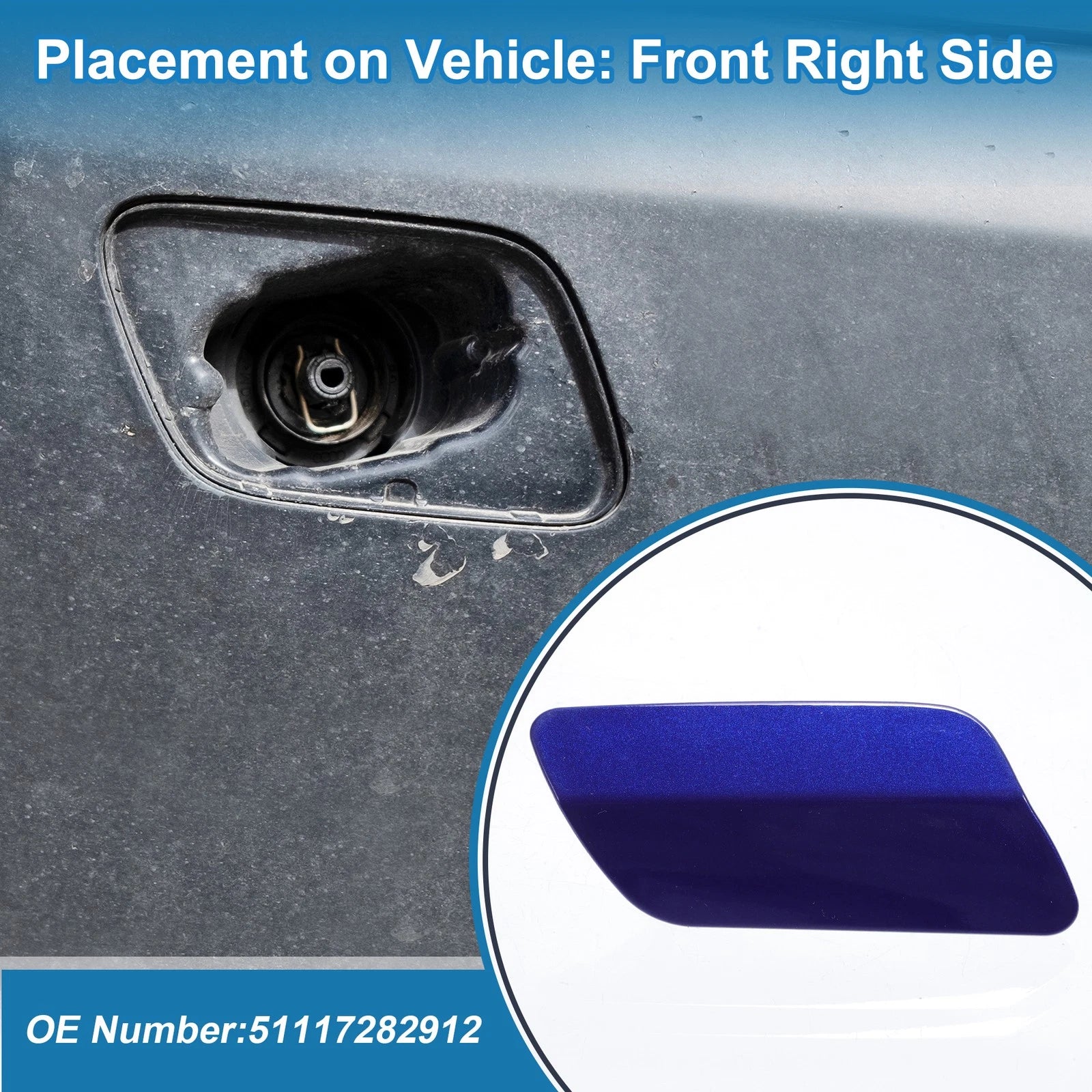 Front Right Washer Nozzle Cover Cap No. 51117282912 for BMW 640i (2012–2015)