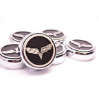 Chrome Cap Covers w/White Carbon Fiber Flags Inlay for 2005-2013 Corvette Manual
