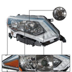 Set of 2 Chrome Halogen Projector Headlights for Nissan Rogue (2017-2019)