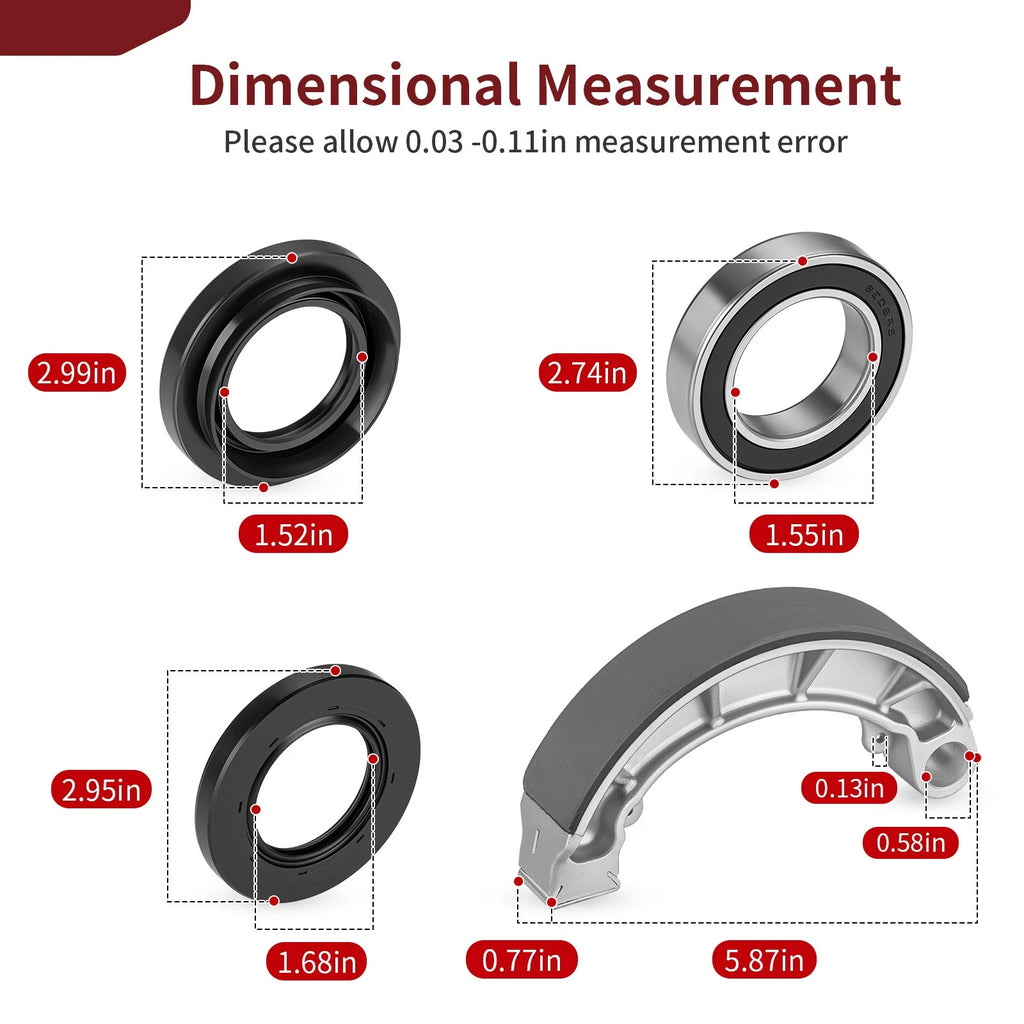 Rear Brake Drum Bearing Seals w/Shoes Kit for Honda Rancher 420 (2007–2013)