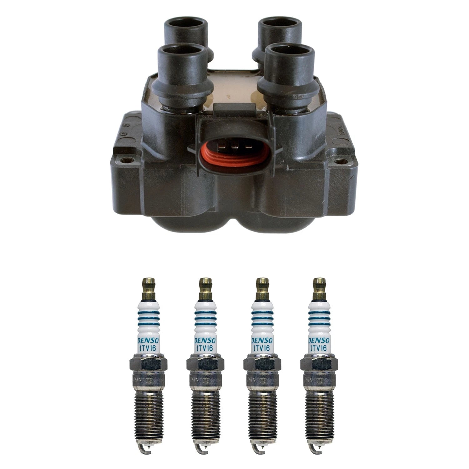 Denso Ignition Coil & Iridium Spark Plug Kit for Ford Contour Escort (1995–2000)