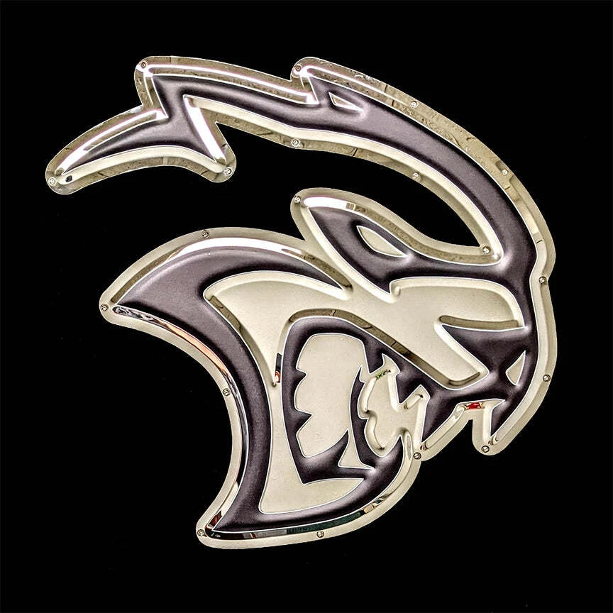 3D Metal Sign Licensed Emblem With Red LEDs for Dodge Hellcat (2015–2023)