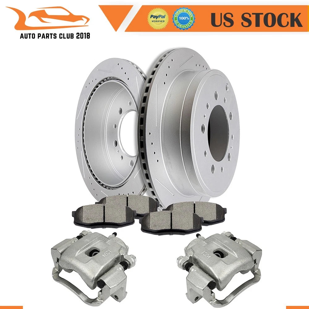 Rear Brake Rotors with Ceramic Pads & Calipers for Toyota Sequoia Tundra (2008–2017)