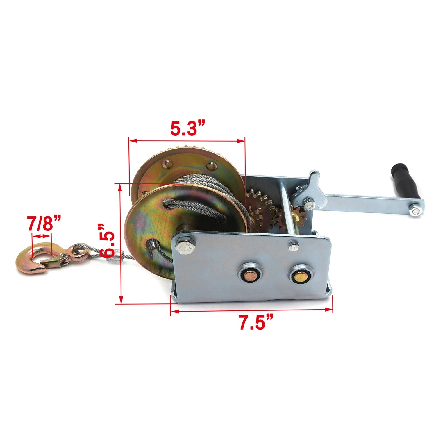 2000Lbs Dual Gear Hand Winch for Towing Boat Trailer
