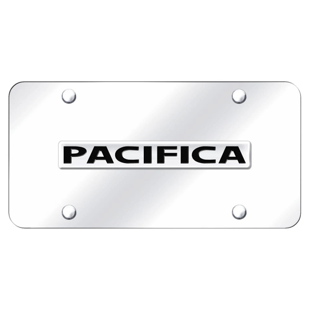Chrome Name on Chrome License Plate - Officially Licensed for Chrysler Pacifica