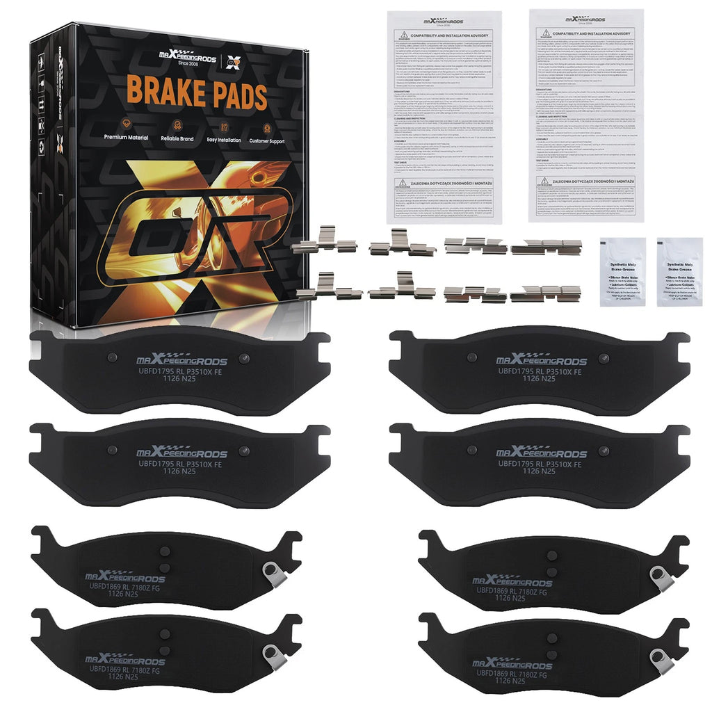 Front & Rear Brake Pads Kit for Dodge Ram 1500 (2002–2005) D966 D898 P-966