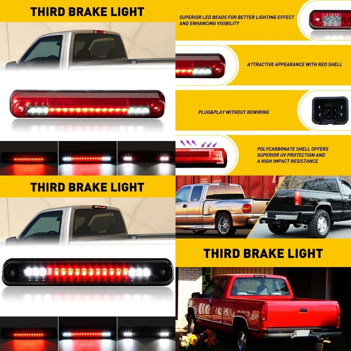 Smoked 3rd Brake Light LED for Chevy C1500/K1500/Silverado (1988–1998)