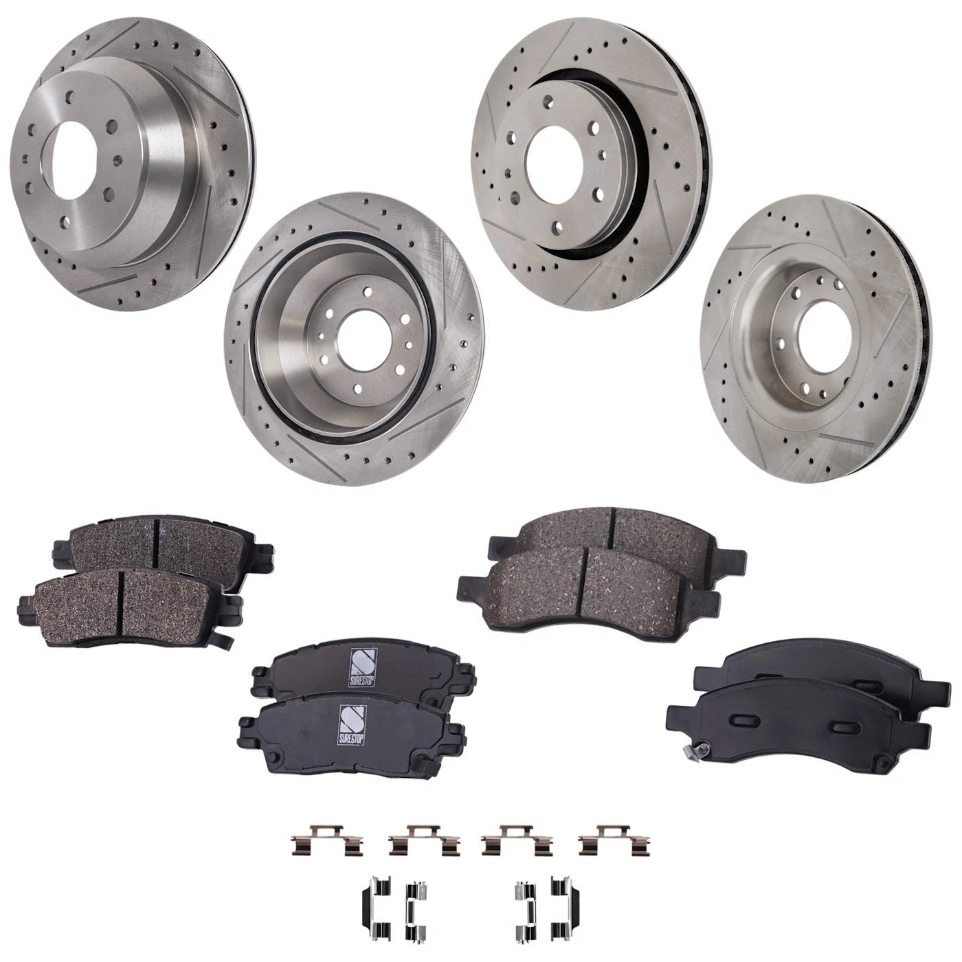 Brake Disc Rotors and Pads Kit for Chevy GMC Envoy Trailblazer